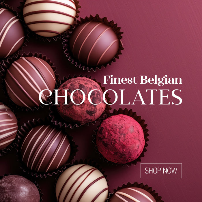 Promo Banner with a picture of chocolates and a button for shop now for mobile
