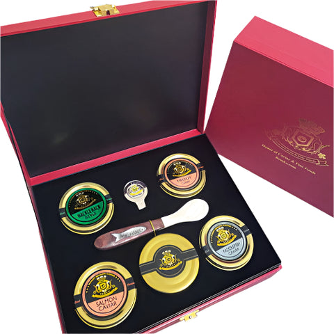 Elegant Caviar Showcase -Red Gift Box - Caviar Lover - Elegant Caviar Showcase -Red Gift Box
