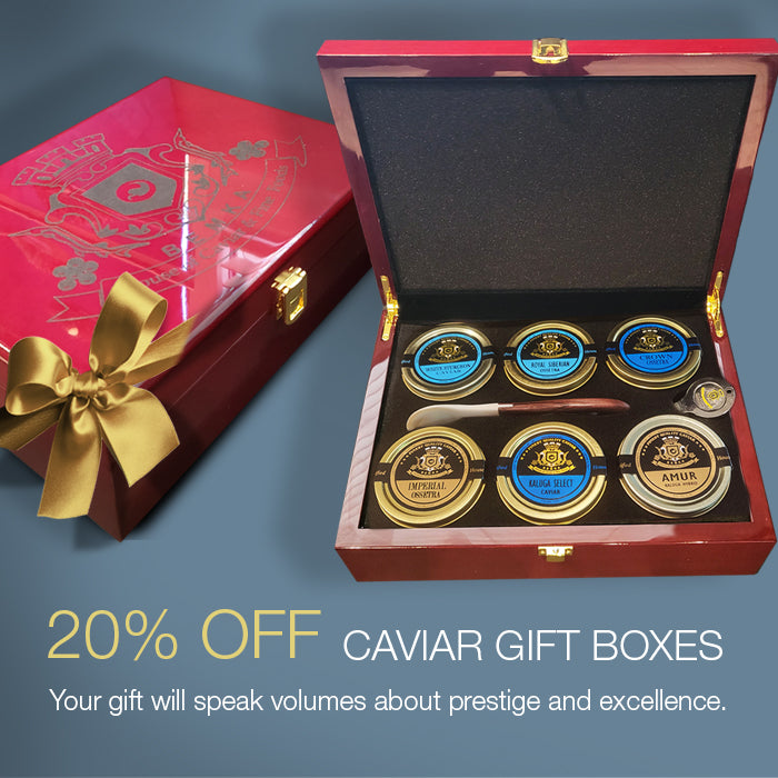 Mobile version of caviar gift boxes. 20% off