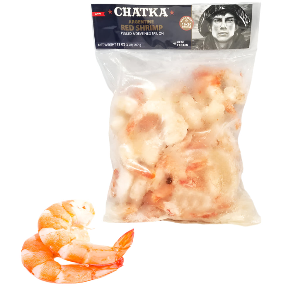 Raw Argentine Red Shrimp - Peeled - Tail On  Red- 2Lb - Caviar Lover - Raw Argentine Red Shrimp - Peeled - Tail On  Red- 2Lb