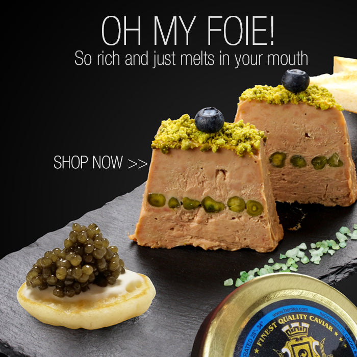 Promo Banner with a picture of foie gras and fine foods for mobile