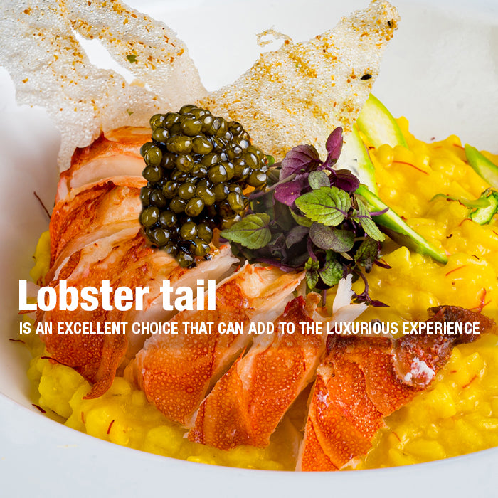 Mobile version of  Lobster tail banner that says an excellent choice that can add to the luxurious experience