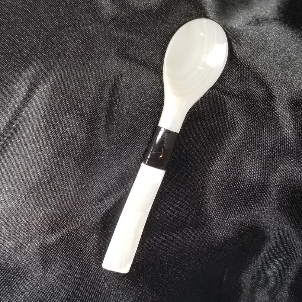 Mother Of Pearl Spoon With Black Label Specialty Foods Caviar Lover Bemka