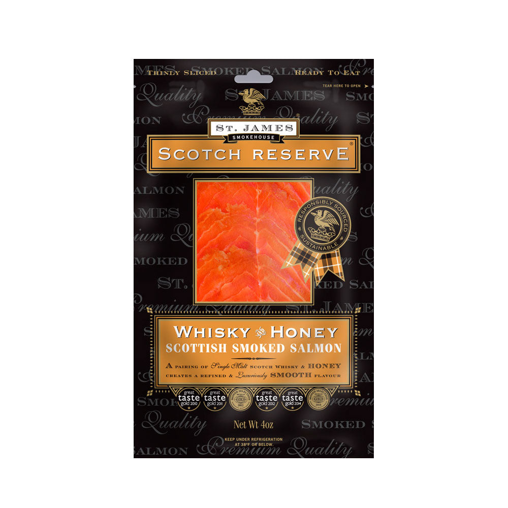 Scottish Reserve Smoked Salmon Infused With Whiskey & Honey Seafood St James Smokehouse Inc